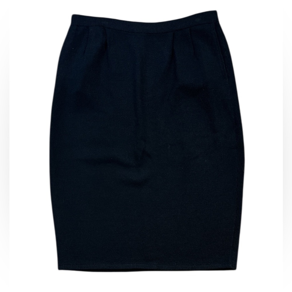 VTG Marie St. John Black Skirt Size 8 Santana Knit Pockets Straight Pencil EUC